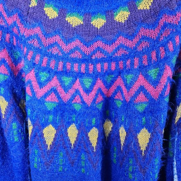 Time and Tru Women's Fair Isle Pullover Sweater Crew Neck Size M 8-10 (PP-5) - Picture 4 of 6